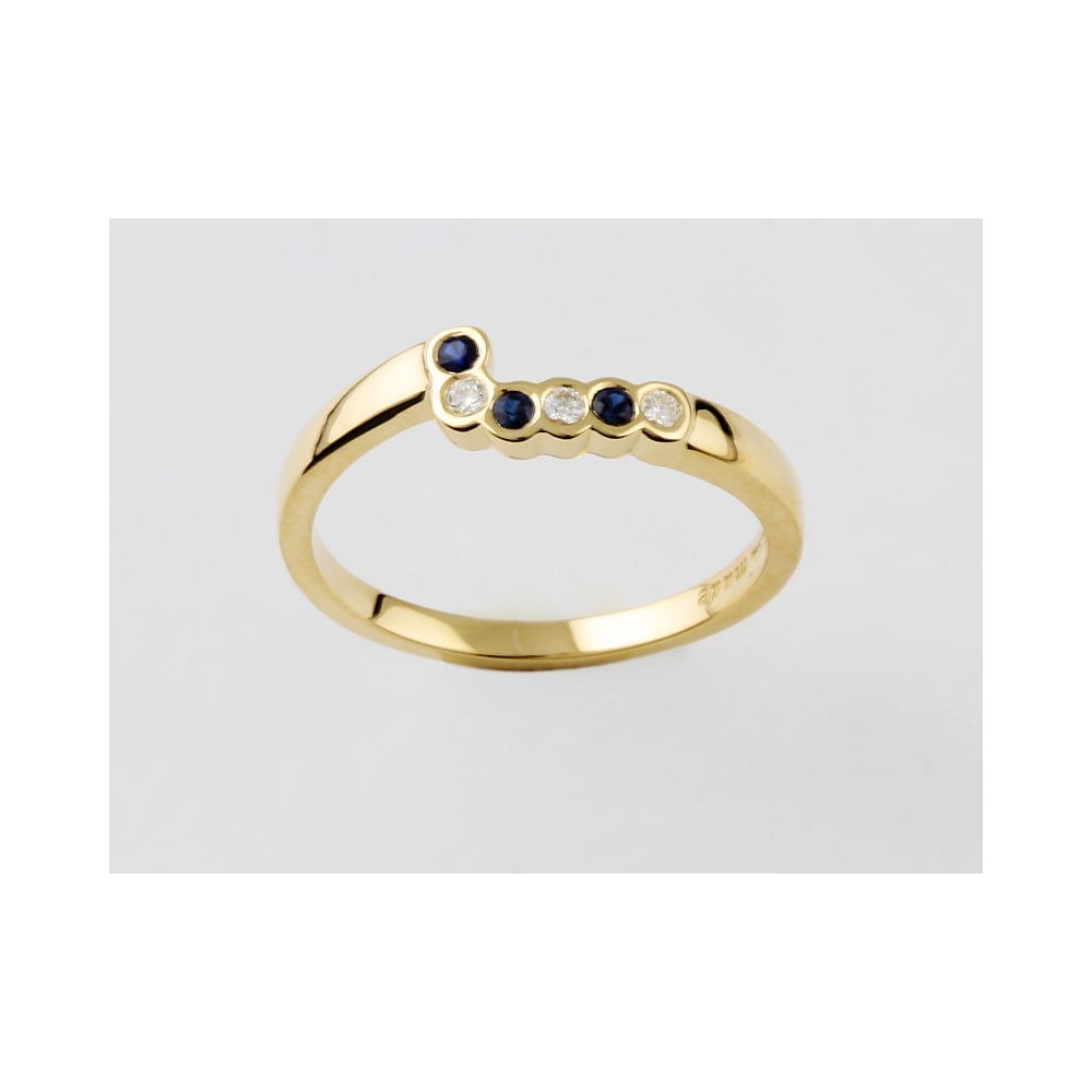 9ct Yellow Gold Diamond and Sapphire Ring