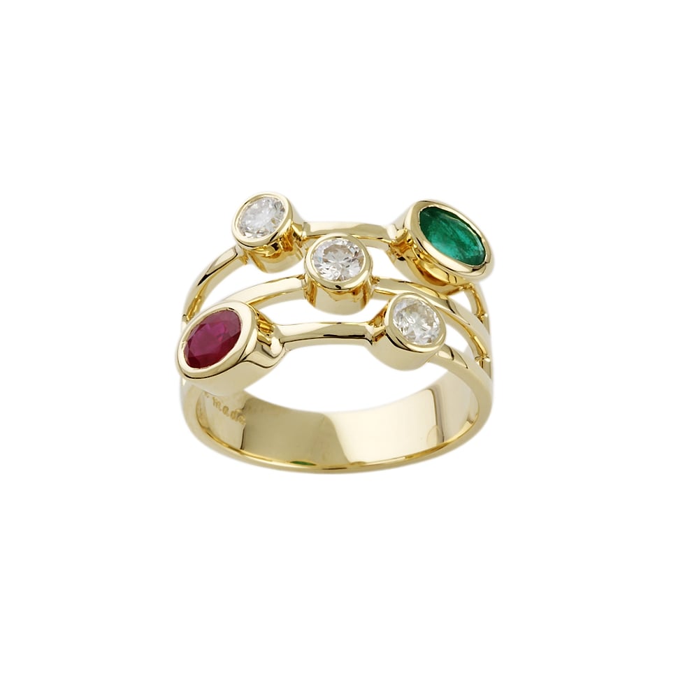 Yellow Gold Multi Stone Bubble Ring 1.45ct