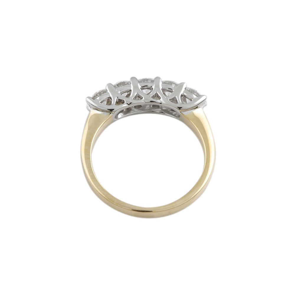 9ct Yellow and White Gold Diamond Five Stone Ring