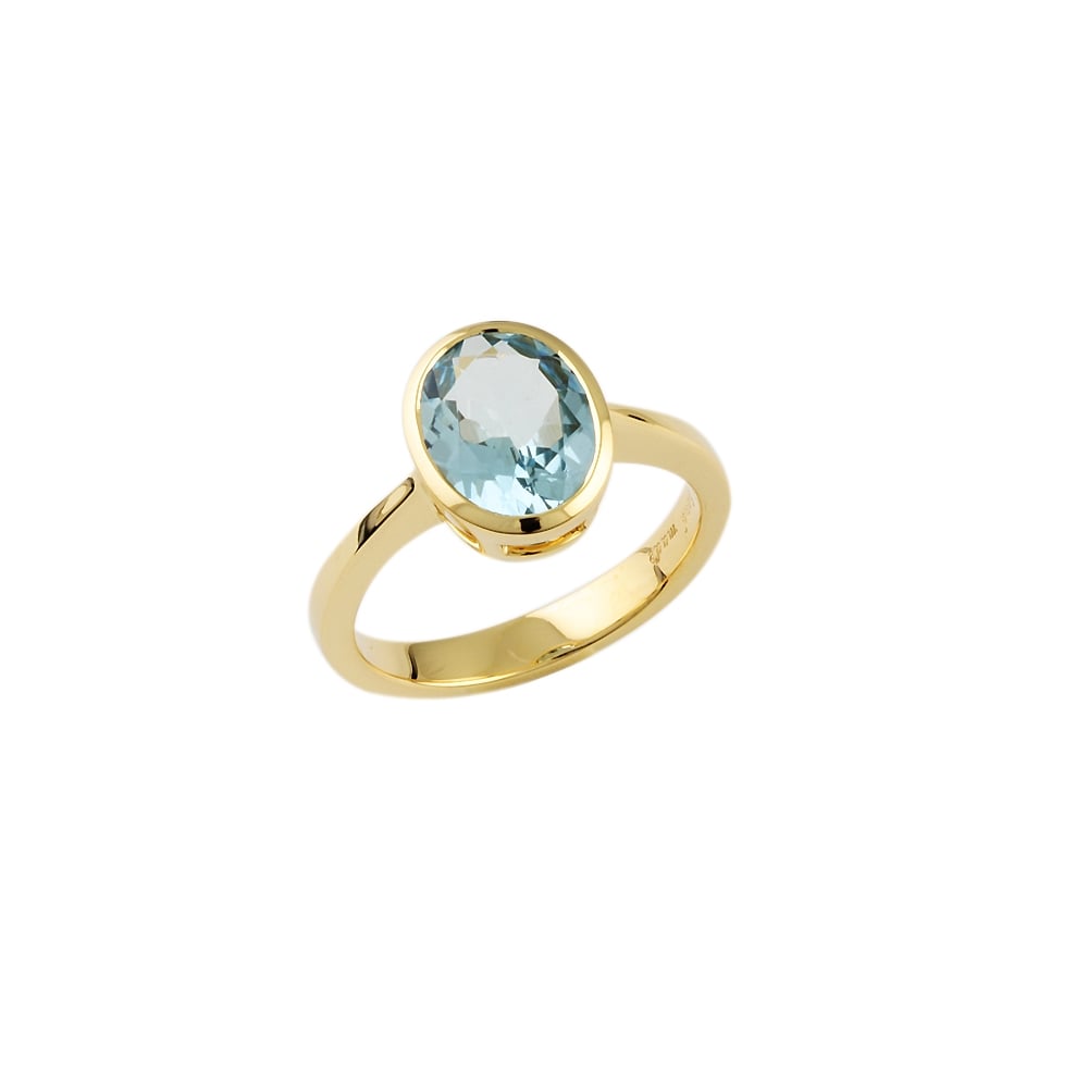 9ct Yellow Gold Aquamarine Single Stone Ring