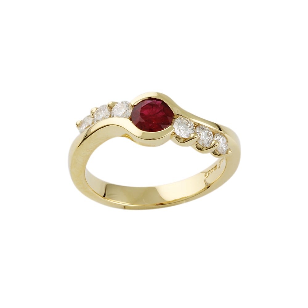 9ct Yellow Gold Ruby and Diamond Dress Ring