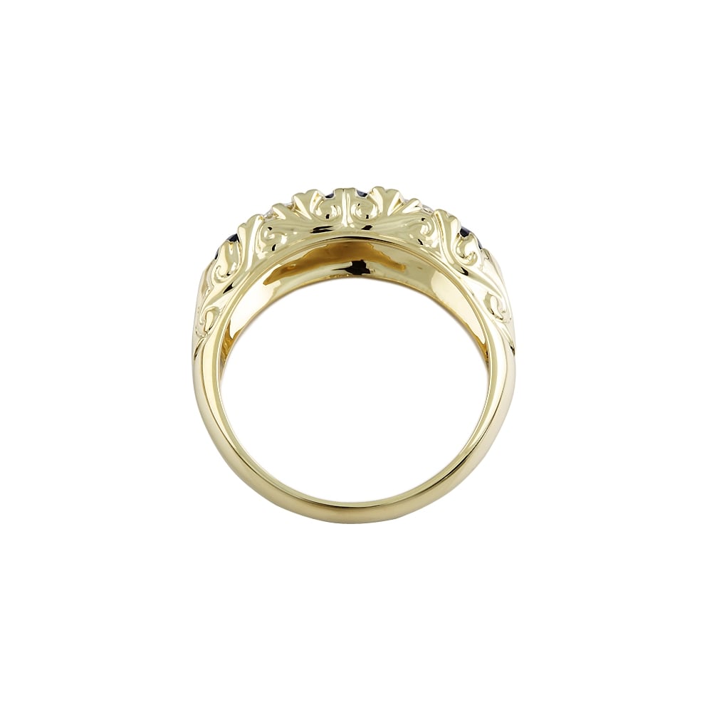 9ct Yellow Gold Blue Sapphire and Diamond Dress Ring
