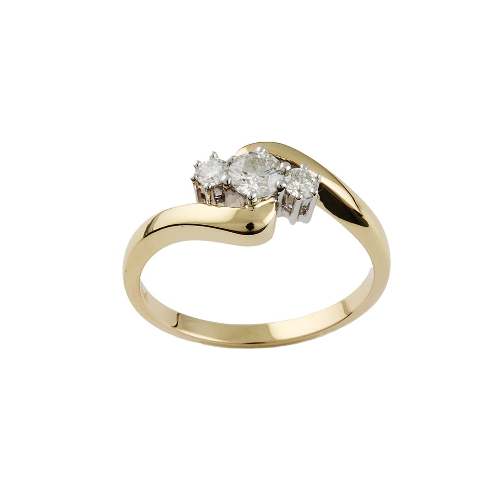 9ct Yellow and White Gold Diamond Three Stone Ring