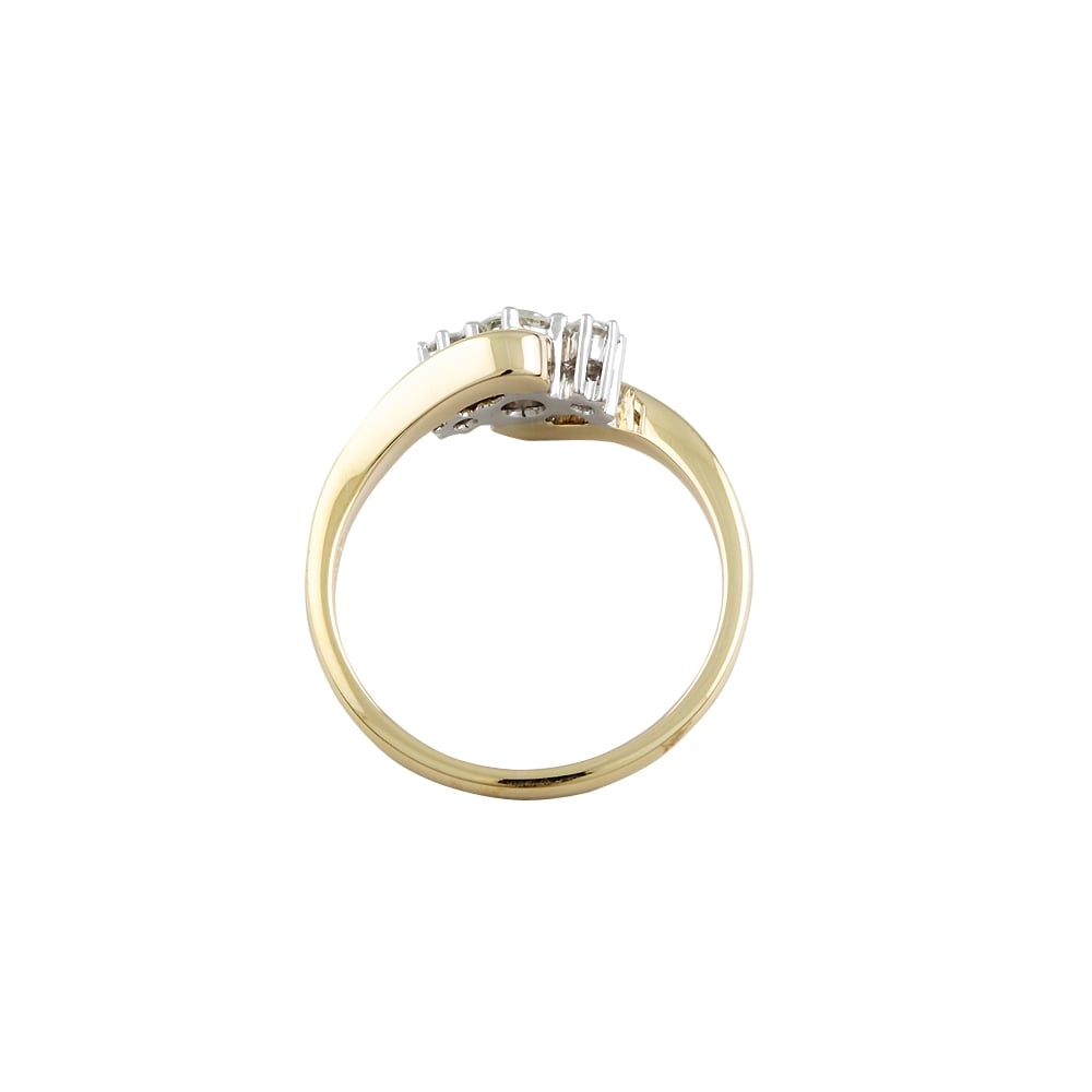 9ct Yellow and White Gold Diamond Three Stone Ring