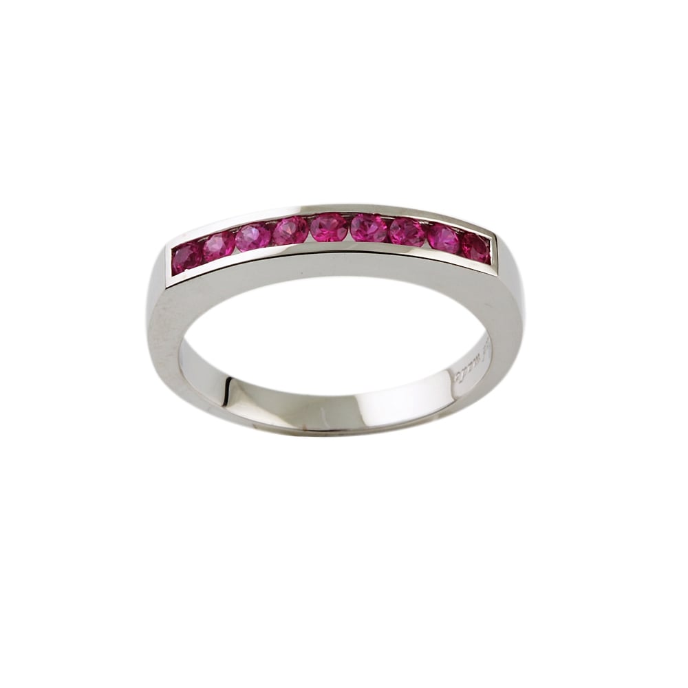9ct White Gold Pink Sapphire Half Eternity Ring 0.36ct