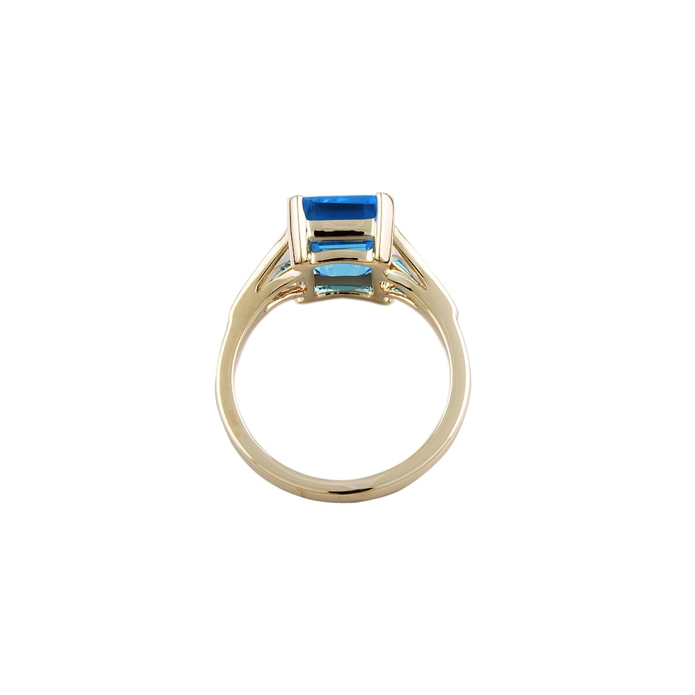 9ct Yellow Gold Blue Topaz single Stone Ring 4.7ct