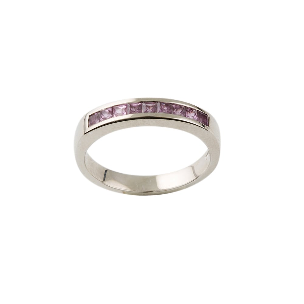 9ct White Gold Pink Sapphire Channel set Half Eternity Ring 0.56ct