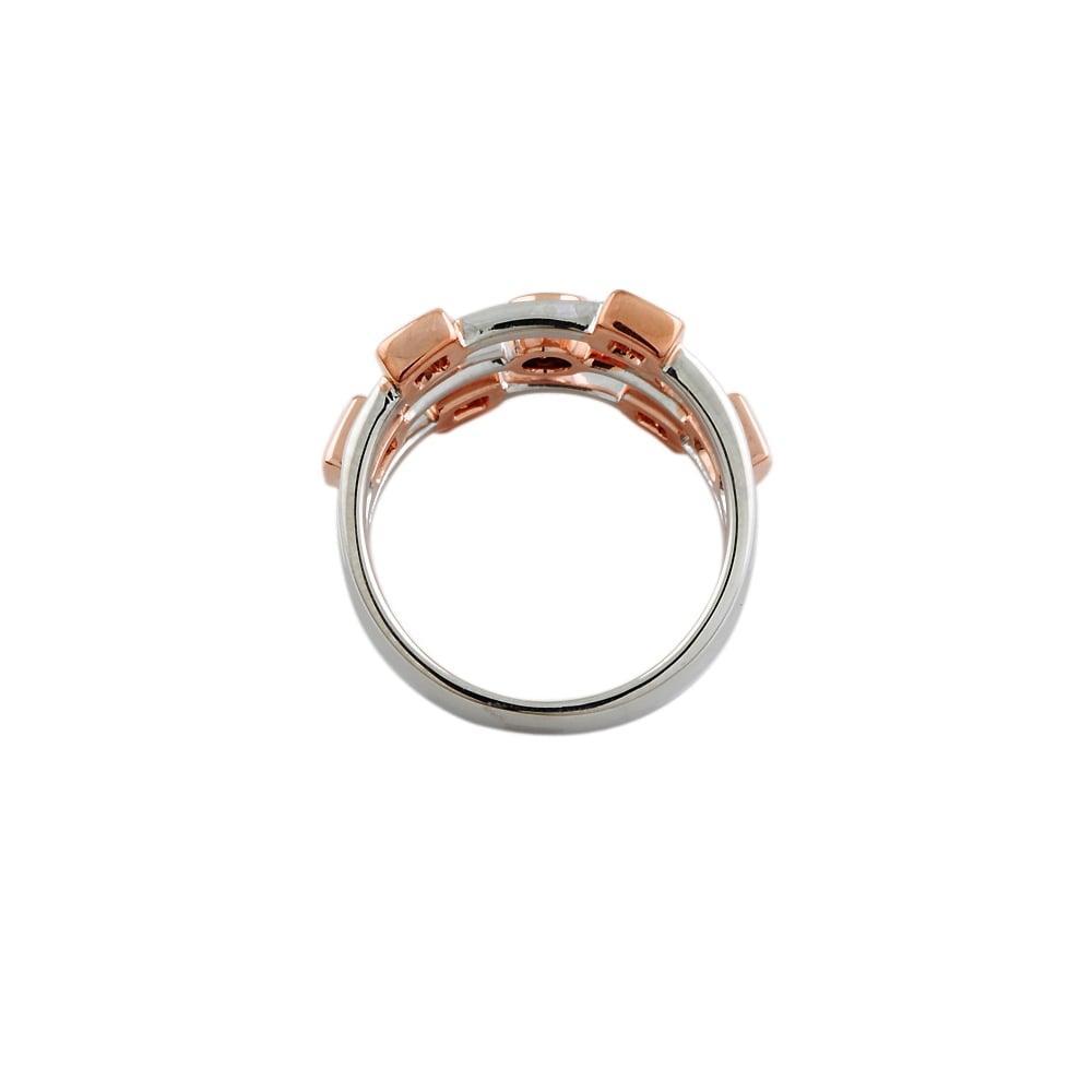 9ct Rose and White Gold Diamond Bubble Ring 0.62ct