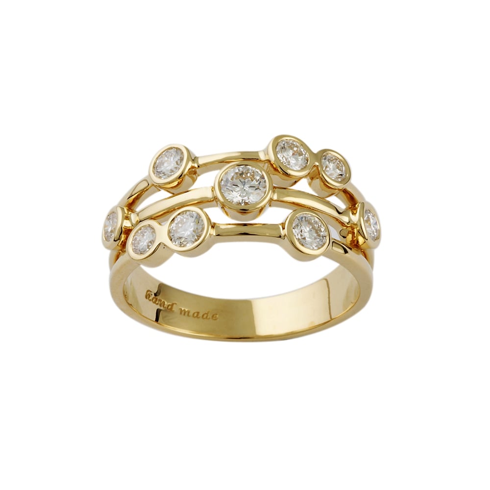 9ct Yellow Gold Diamond Bubble Ring 1.05ct