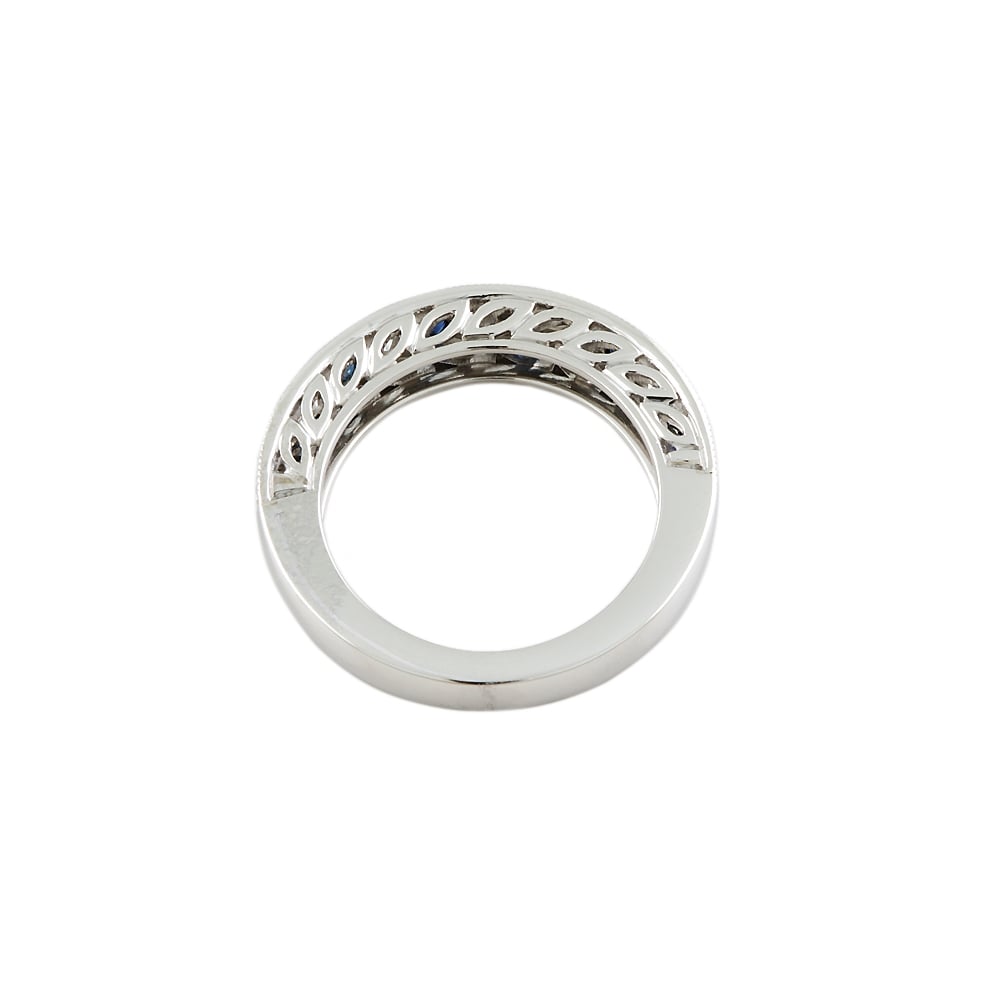 9ct White Gold Diamond 0.48ct and Blue Sapphire 0.60ct  Half Eternity Ring