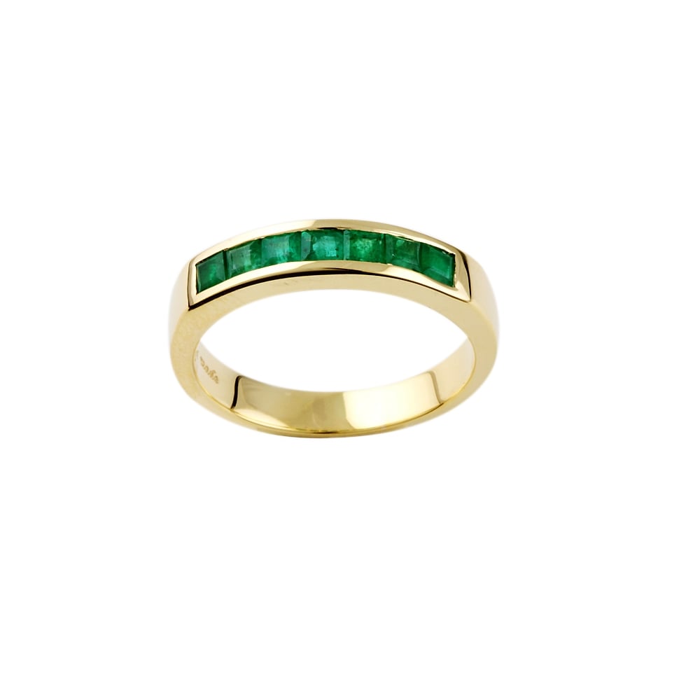 9ct Yellow Gold Emerald Seven Stone Ring