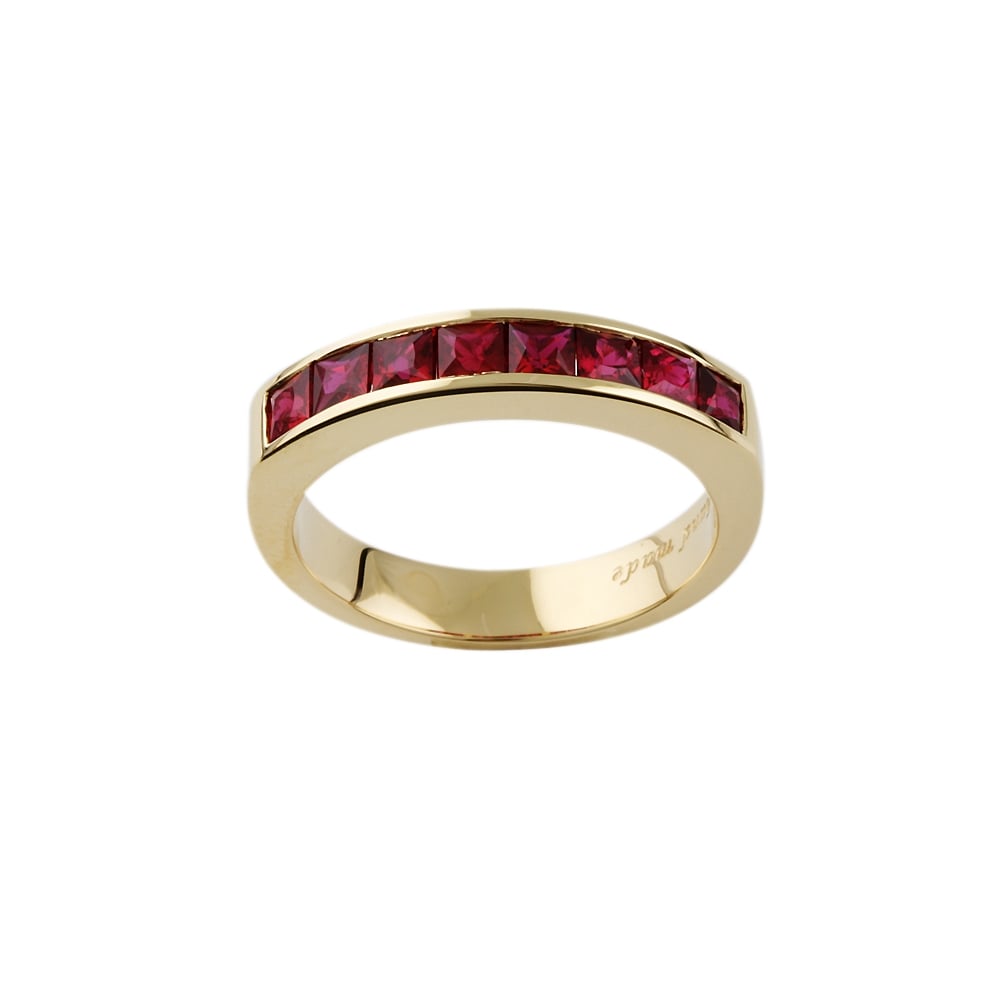 9ct Yellow Gold Ruby Half Eternity Ring
