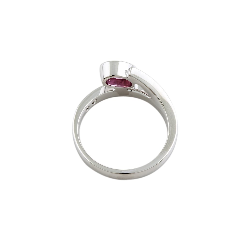 9ct White Gold Pink Sapphire and Diamond Dress Ring