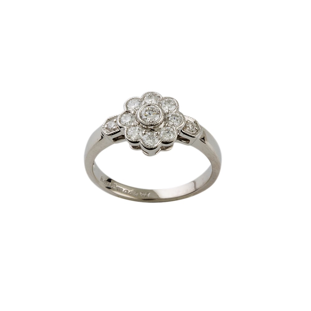 9ct White Gold Diamond Cluster Ring 0.61ct