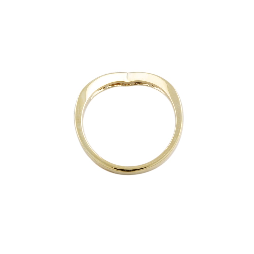 9ct Yellow Gold Blue Sapphire and Diamond Wishbone Ring