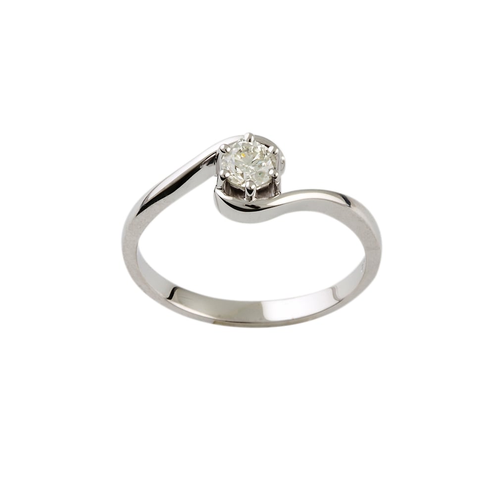 9ct White Gold Diamond Solitaire Ring 0.40ct