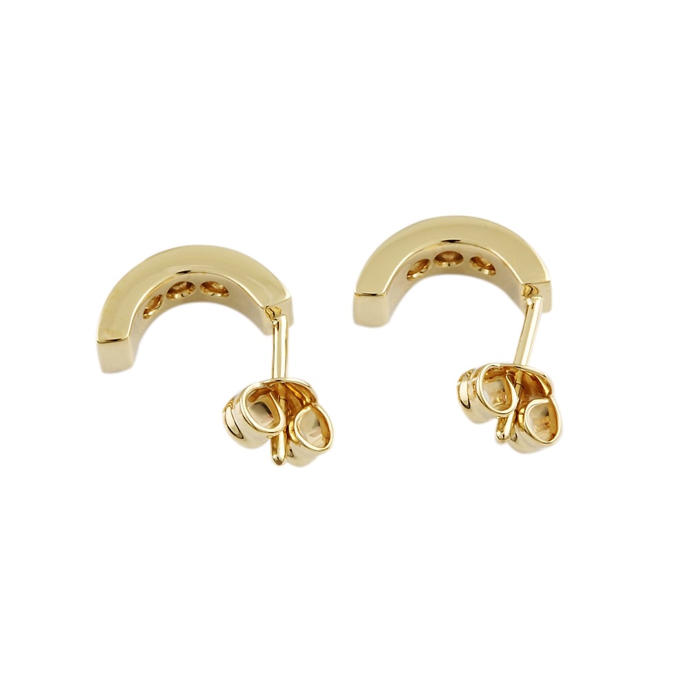 9ct Yellow Gold Diamond Half Hoop Earrings