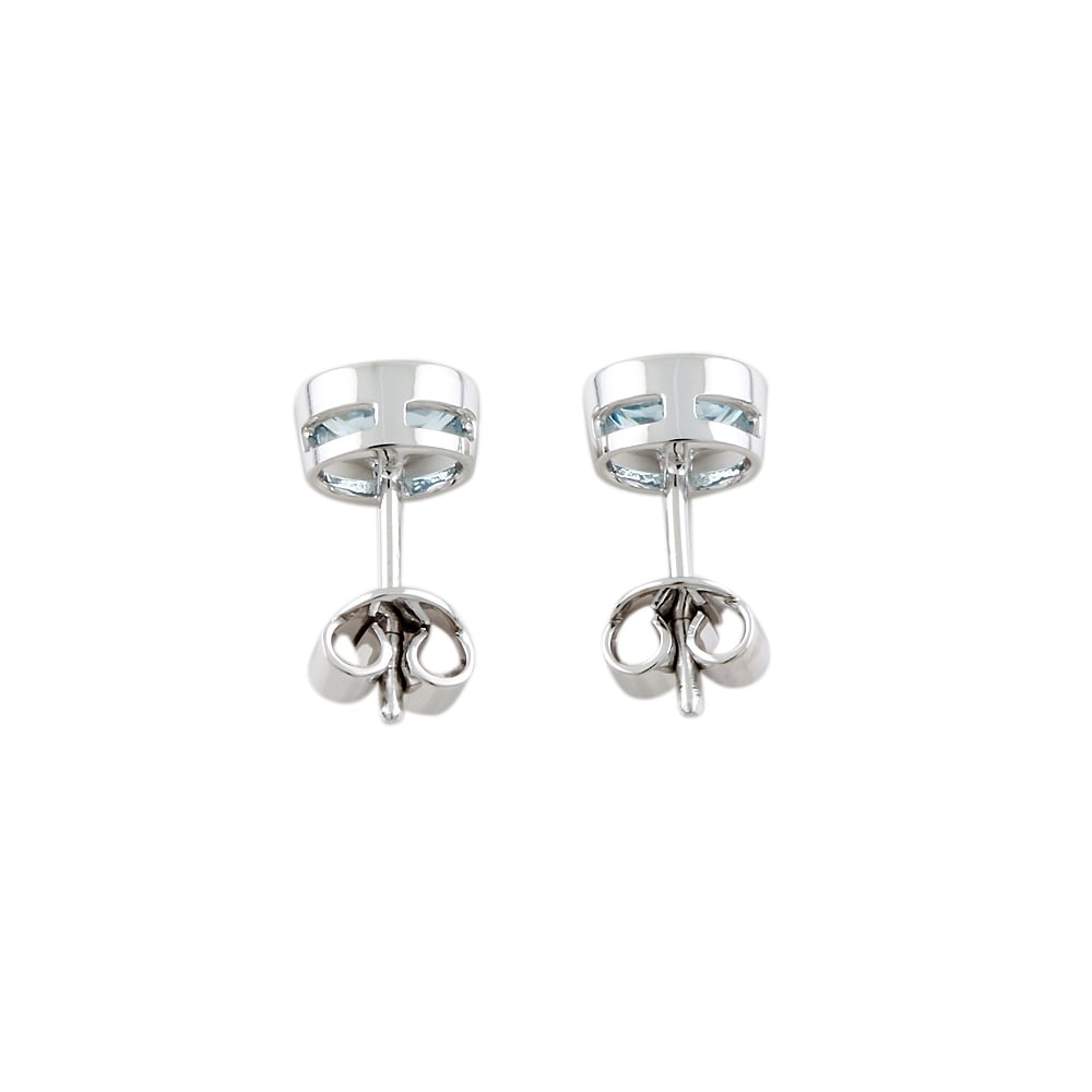 9ct White Gold Aquamarine Stud Earrings