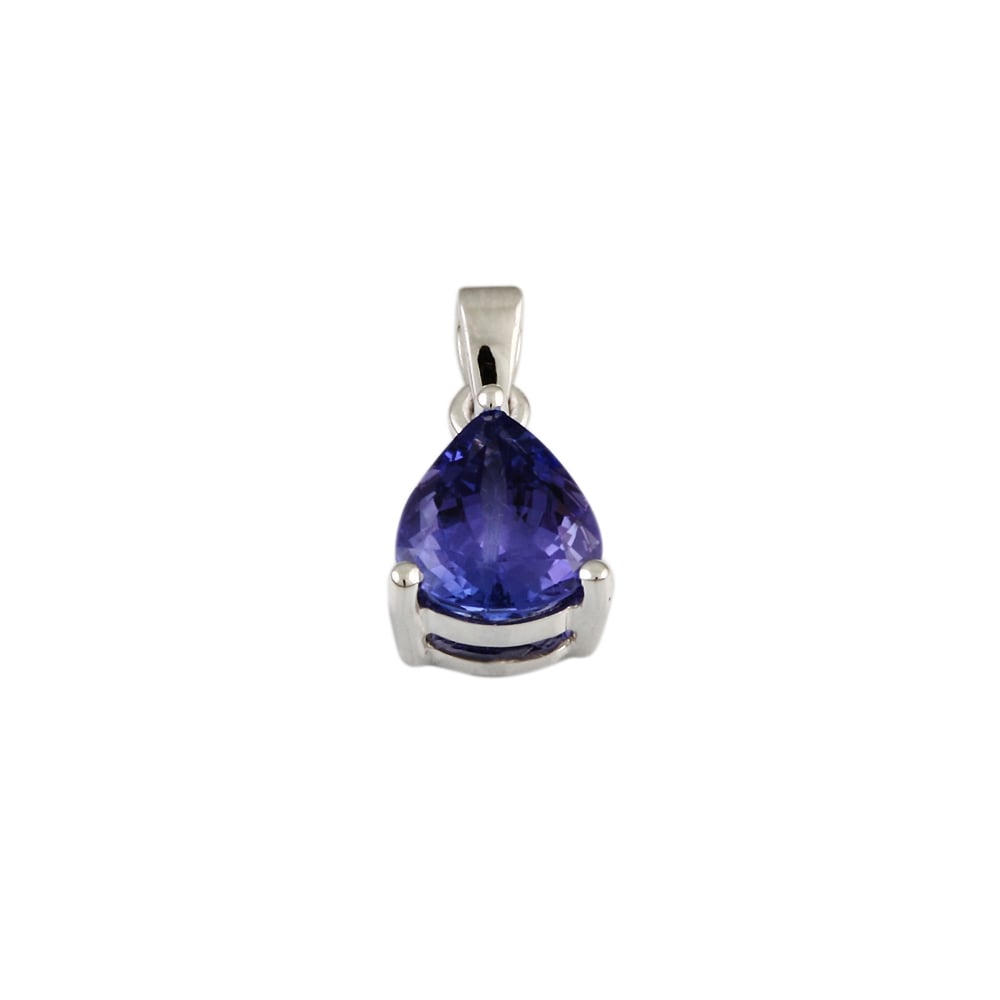 9ct White Gold Tanzanite Drop Pendant