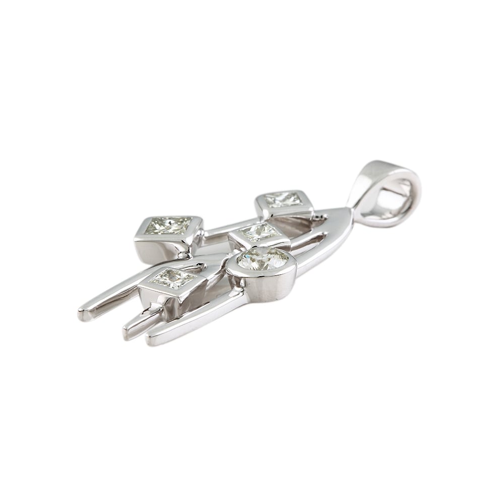 9ct White Gold Diamond Tree Branch Pendant 0.76ct