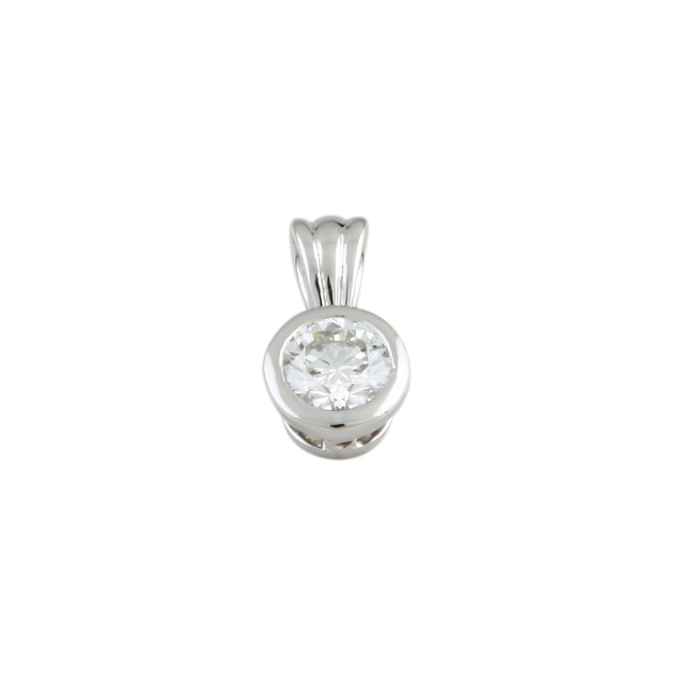 9ct White Gold Diamond Solitaire Pendant