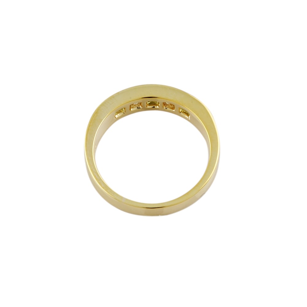 9ct Yellow Gold Diamond and Peridot Five Stone Ring