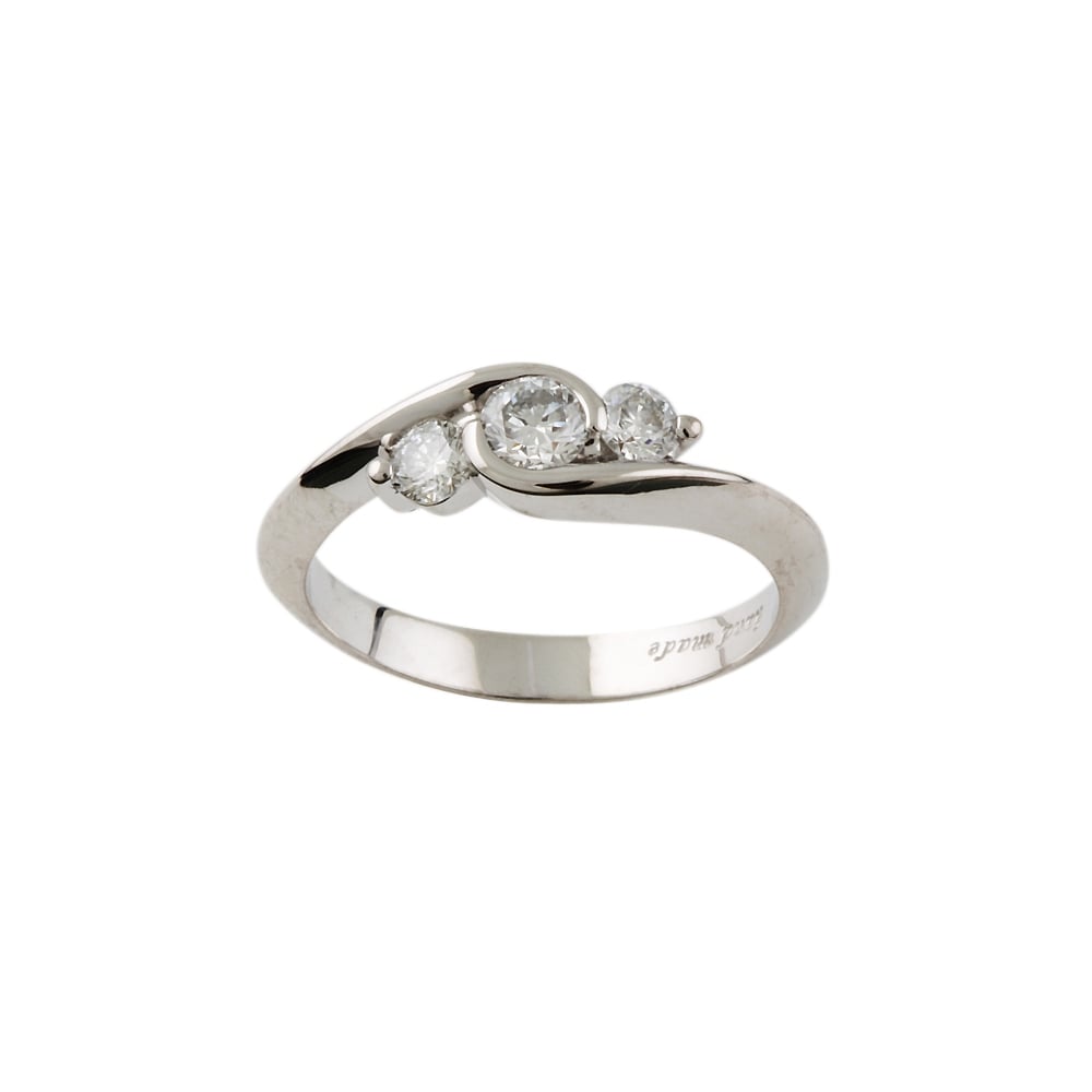 9ct White Gold Diamond Three Stone Ring