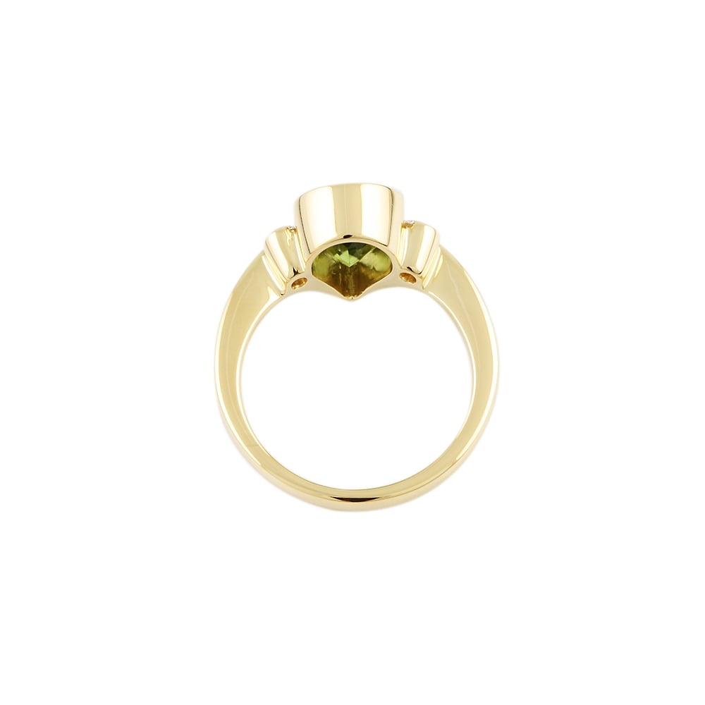 9ct Yellow Gold Peridot and Diamond Three Stone Ring AG
