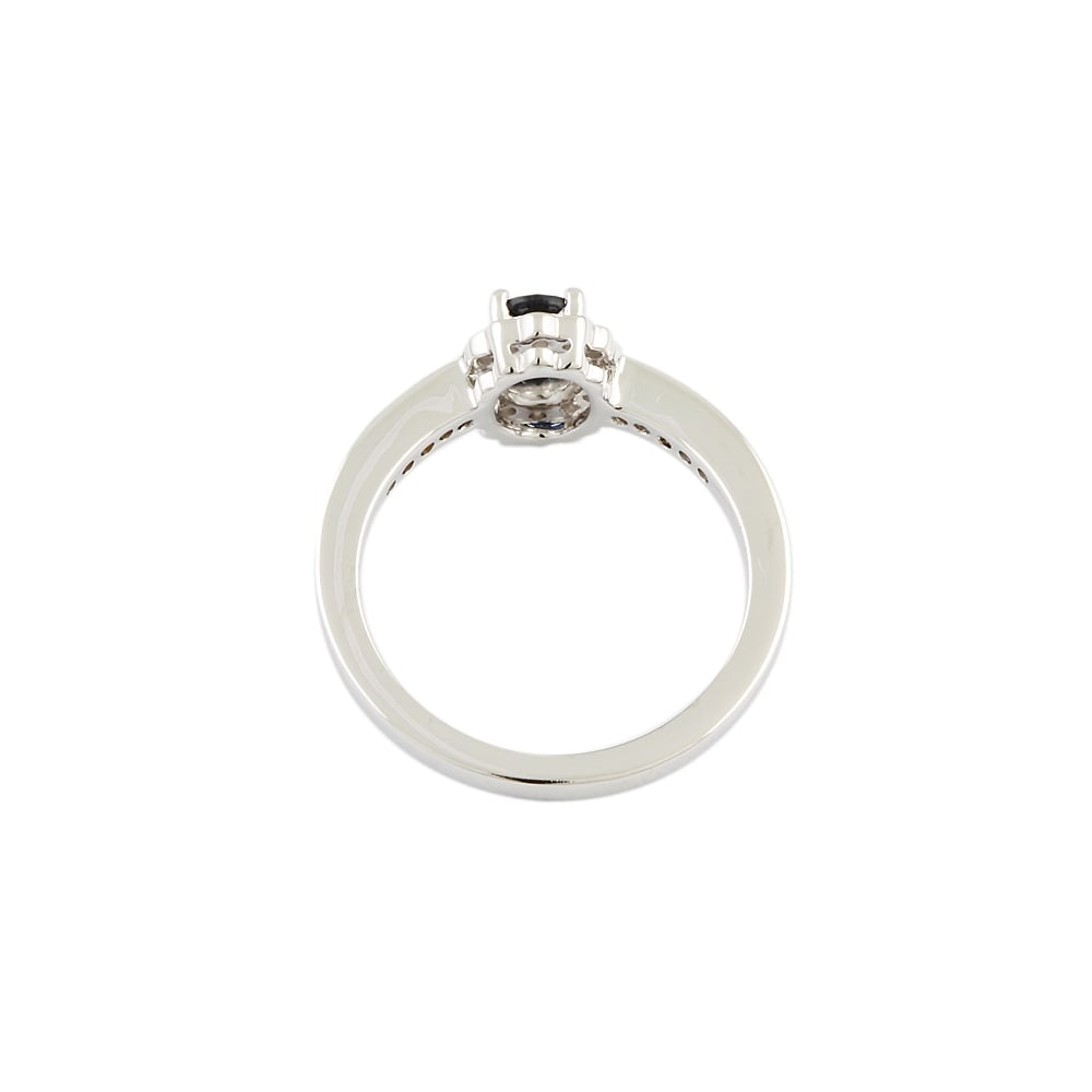 9ct White Gold Blue Sapphire and Diamond Cluster Ring
