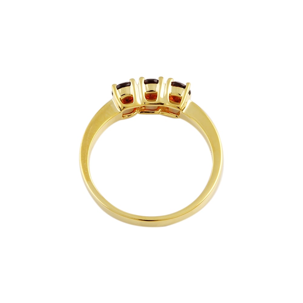 9ct Yellow Gold Garnet Three Stone Ring