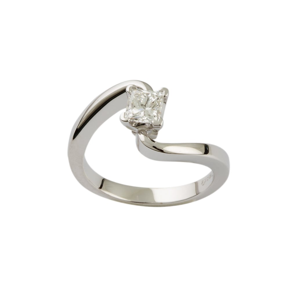 9ct White Gold Diamond Solitaire Ring 0.51ct