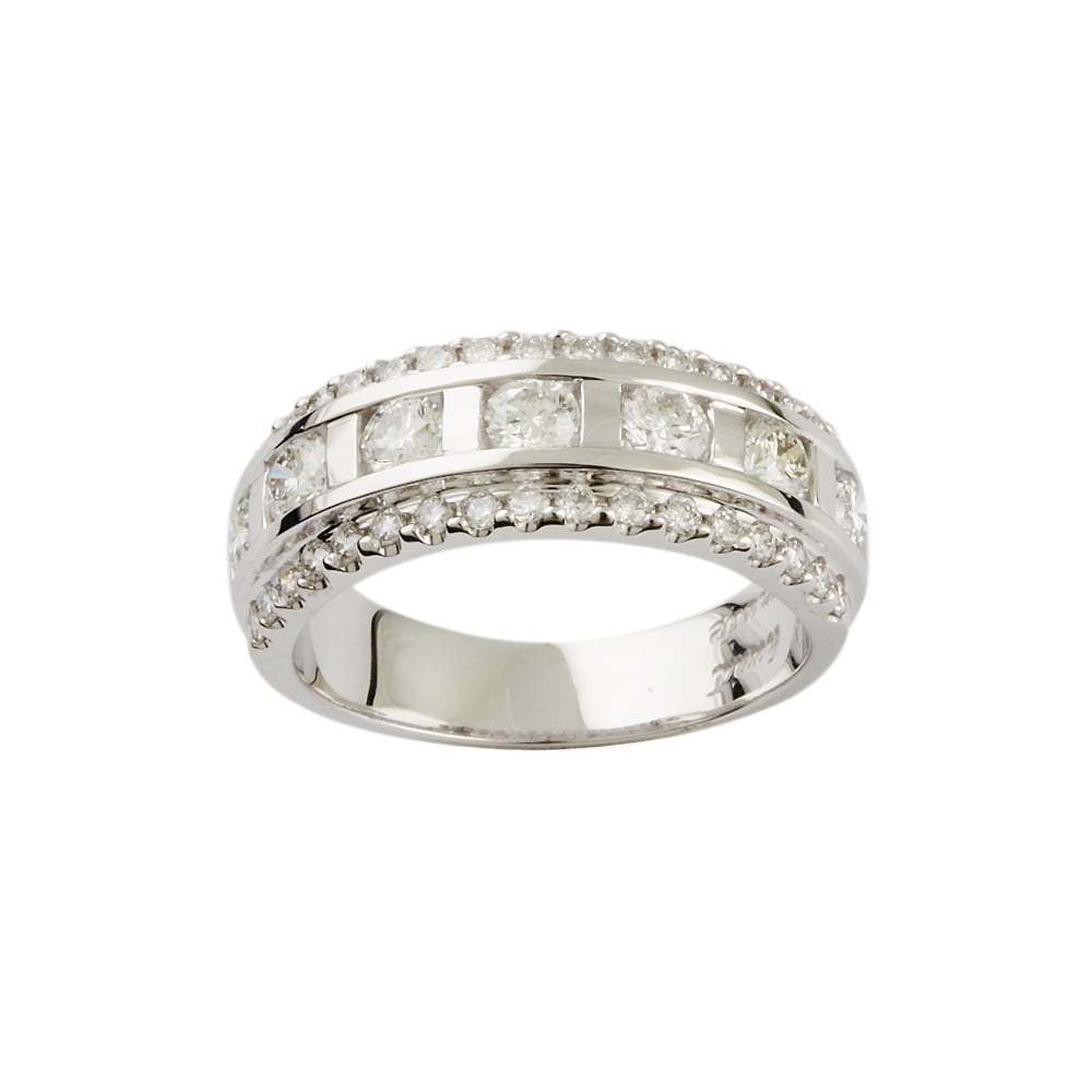 9ct White Gold Diamond Half Eternity Ring 1.04ct