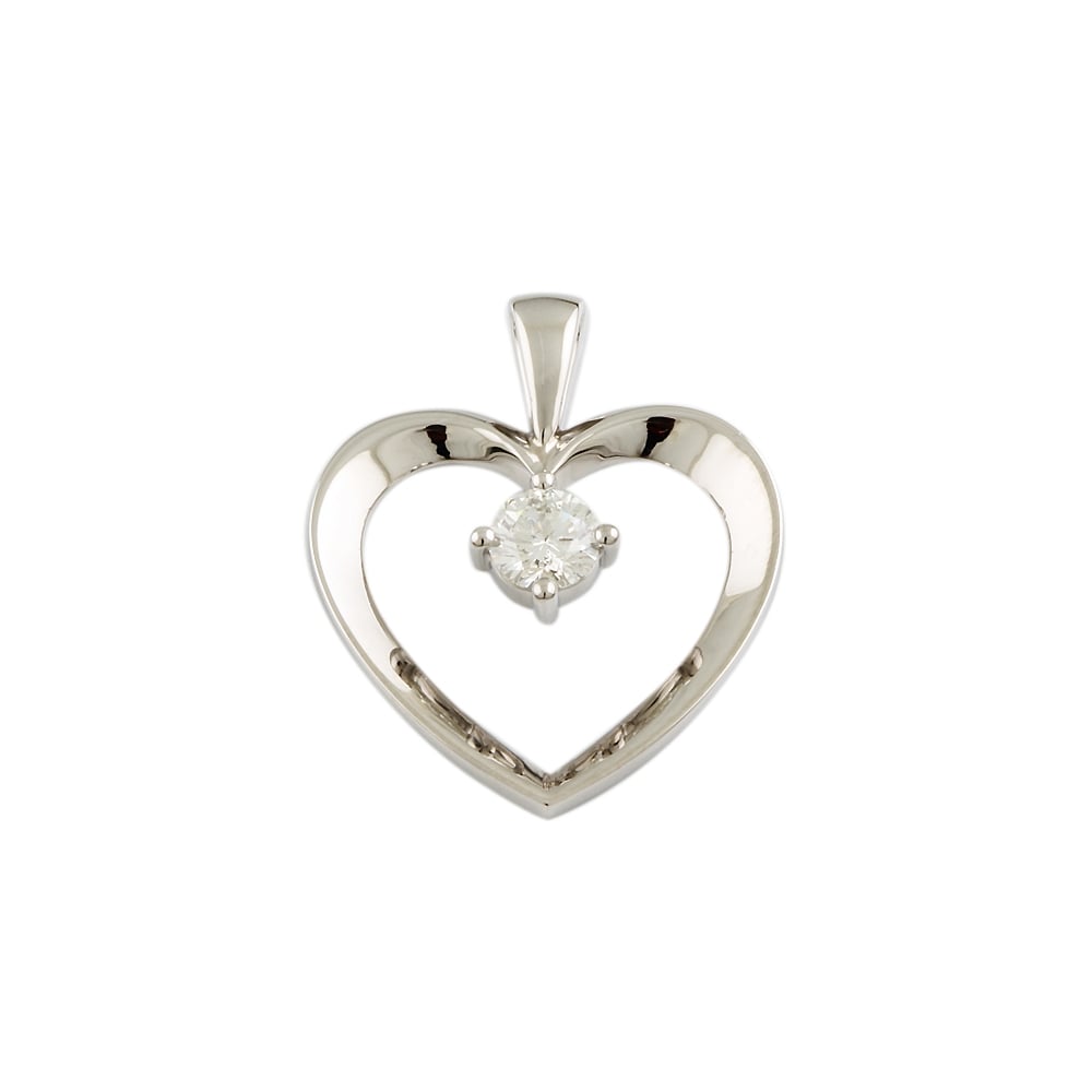 9ct White Gold Diamond Heart Pendant 0.50ct