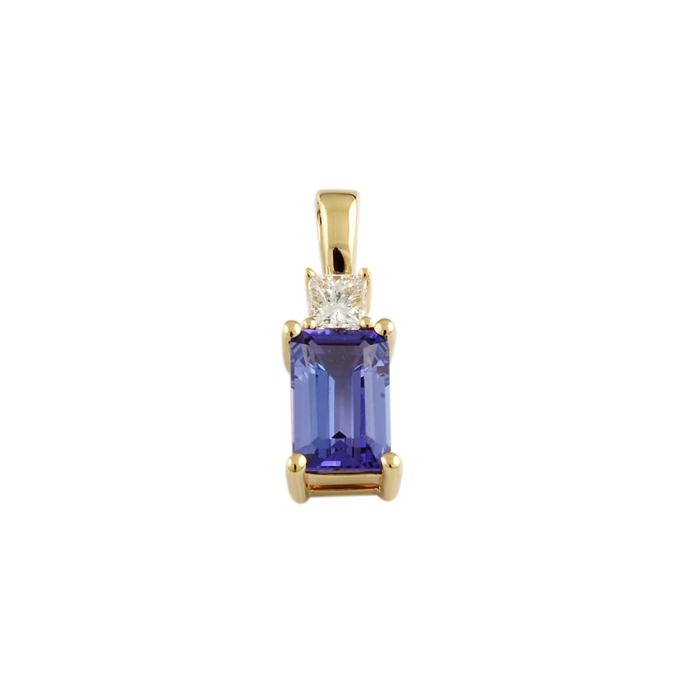 9ct Yellow Gold Tanzanite 2.10ct and Diamond 0.30ct Pendant