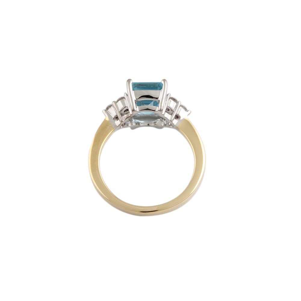 9ct Yellow and White Gold Aquamarine and Diamond Dress Ring