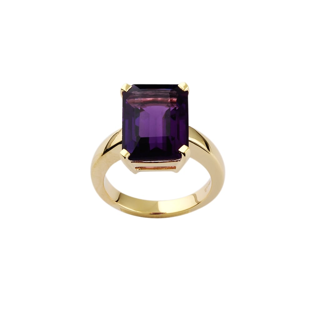 9ct Yellow Gold Amethyst Single Stone Ring