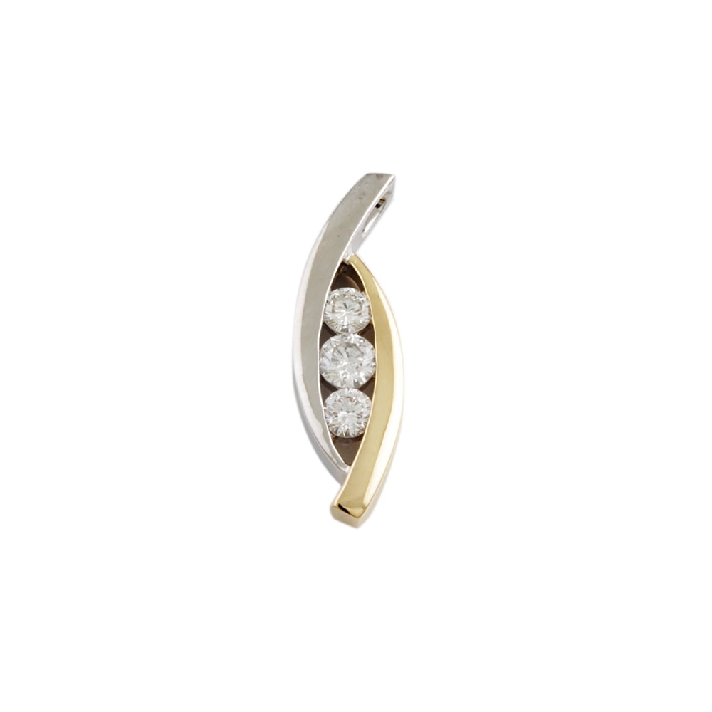 9ct Yellow and White Gold Diamond Pendant