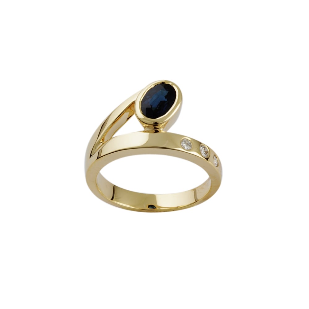 9ct Yellow Gold Sapphire and Diamond Dress Ring