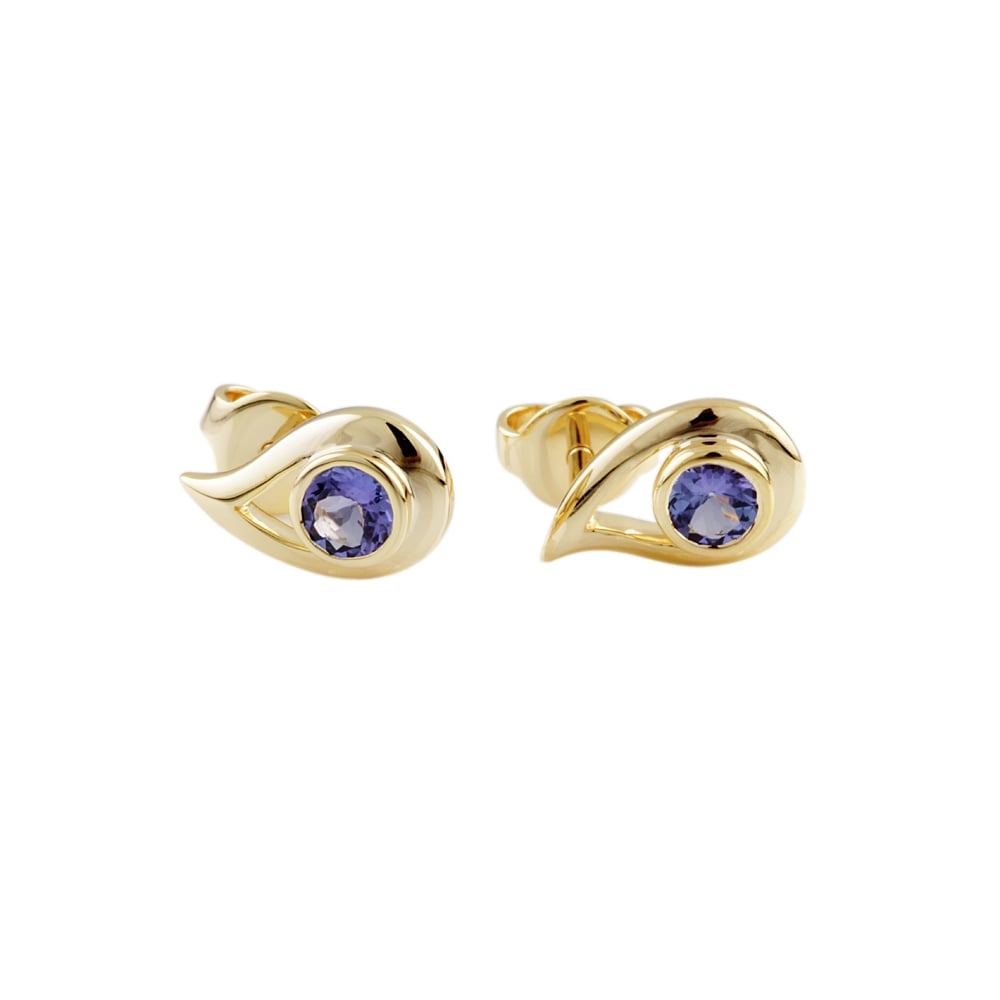 9ct Yellow Gold Tanzanite Stud Earring