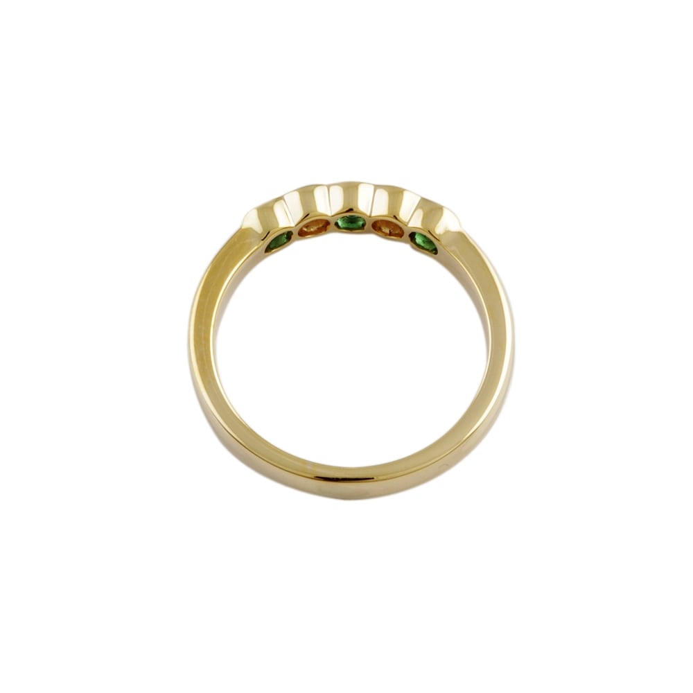 9ct Yellow Gold Emerald 0.27ct and Diamond Five Stone Ring 0.16ct