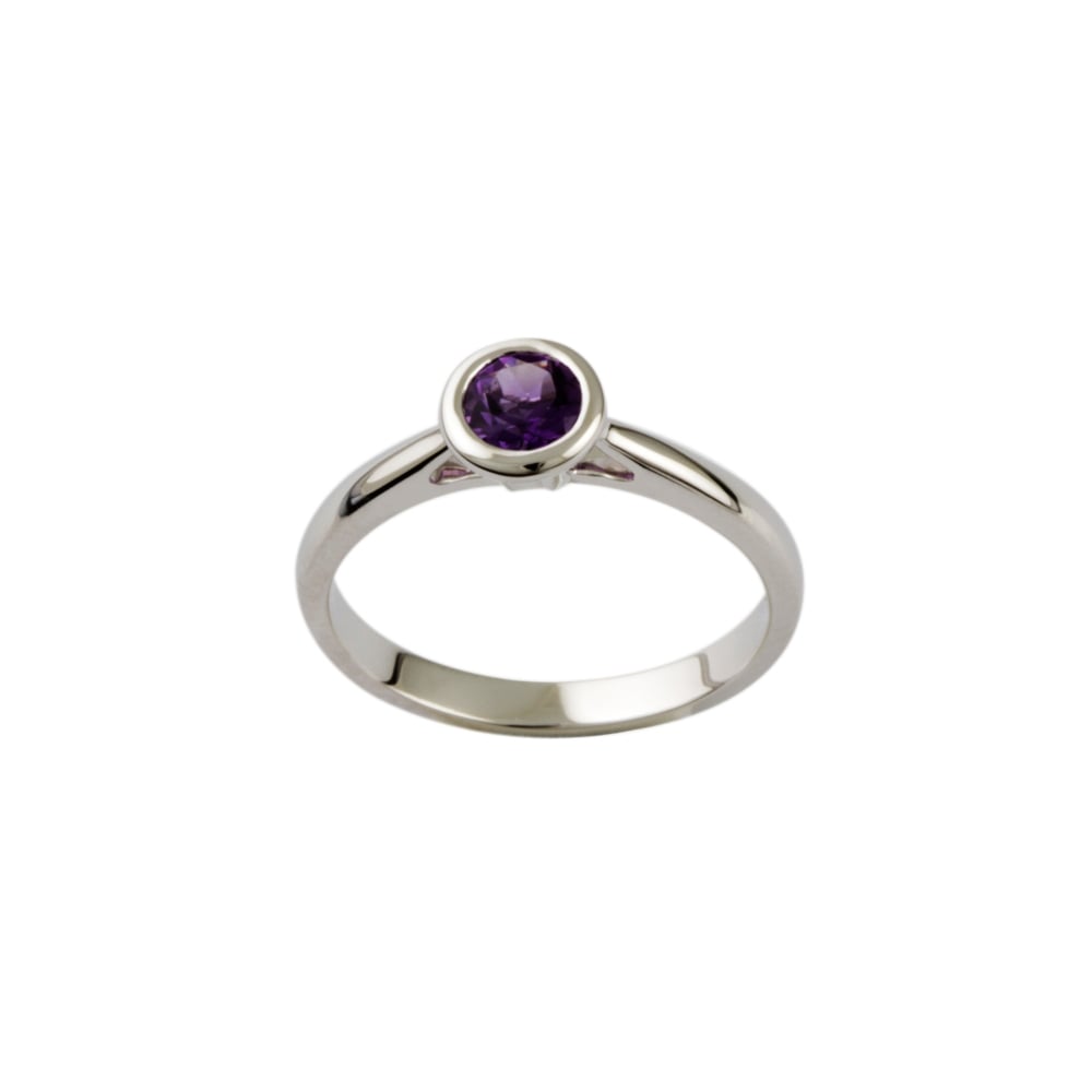 9ct White Gold Amethyst Single Stone Ring 0.33ct