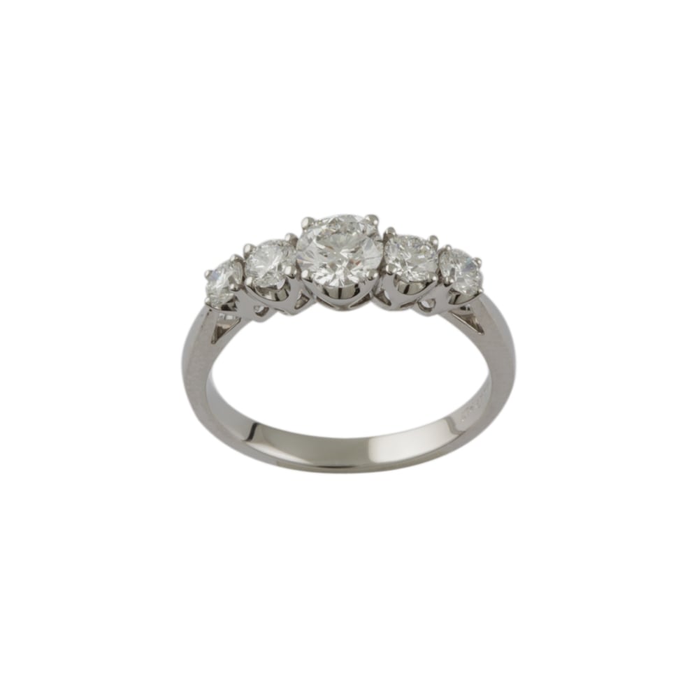 9ct White Gold Diamond Five Stone Ring 1.22ct