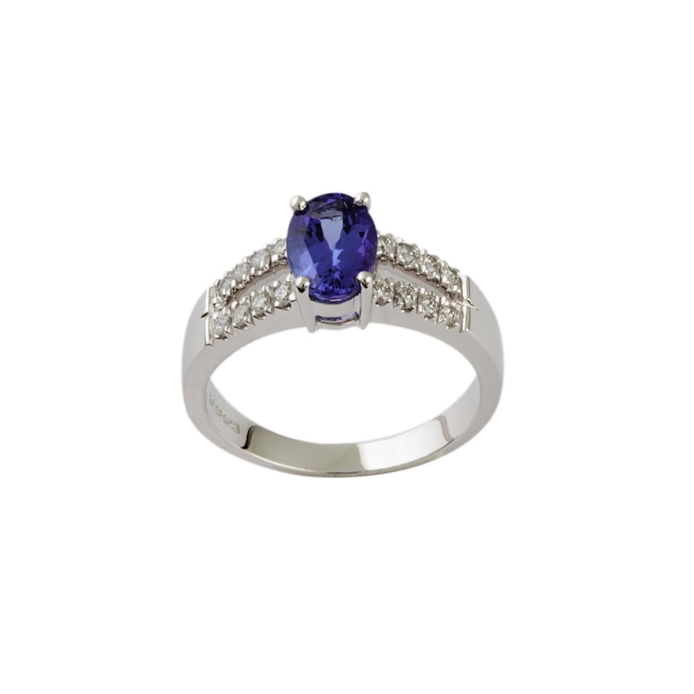 9ct White Gold Tanzanite and Diamond Dress Ring