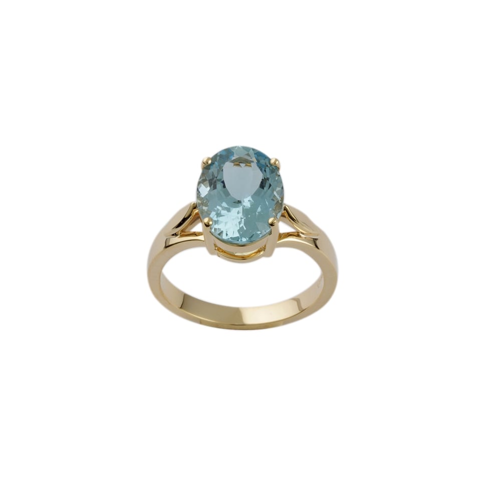 9ct Yellow Gold Aquamarine Set Single Stone Ring