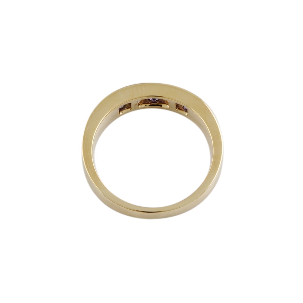 9ct Yellow Gold Tanzanite 0.41ct and Diamond Five Stone Ring 0.29ct