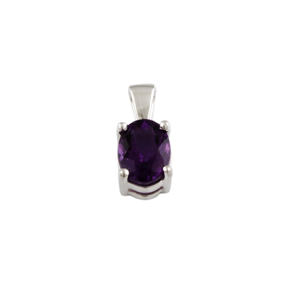9ct White Gold Amethyst Single Stone Pendant 1.31ct