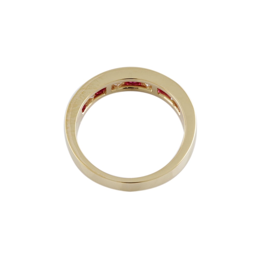 9ct Yellow Gold Ruby 1.10ct and Diamond Half Eternity Ring 0.75ct