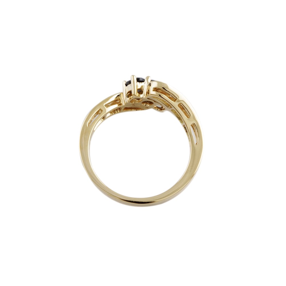 9ct Yellow Gold Blue Sapphire 0.91ct and Diamond 0.32ct Dress Ring