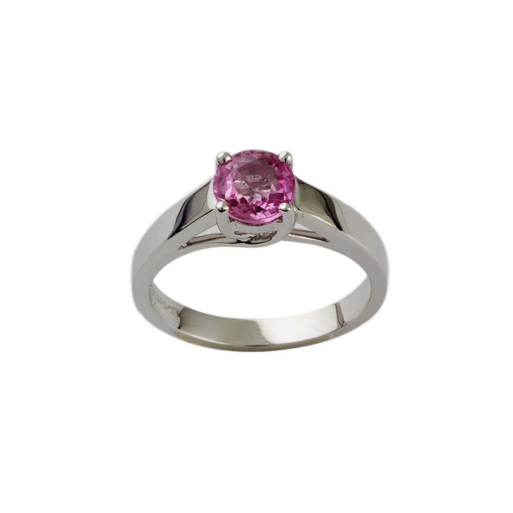 9ct White Gold Pink Sapphire 1.12ct Single Stone Ring