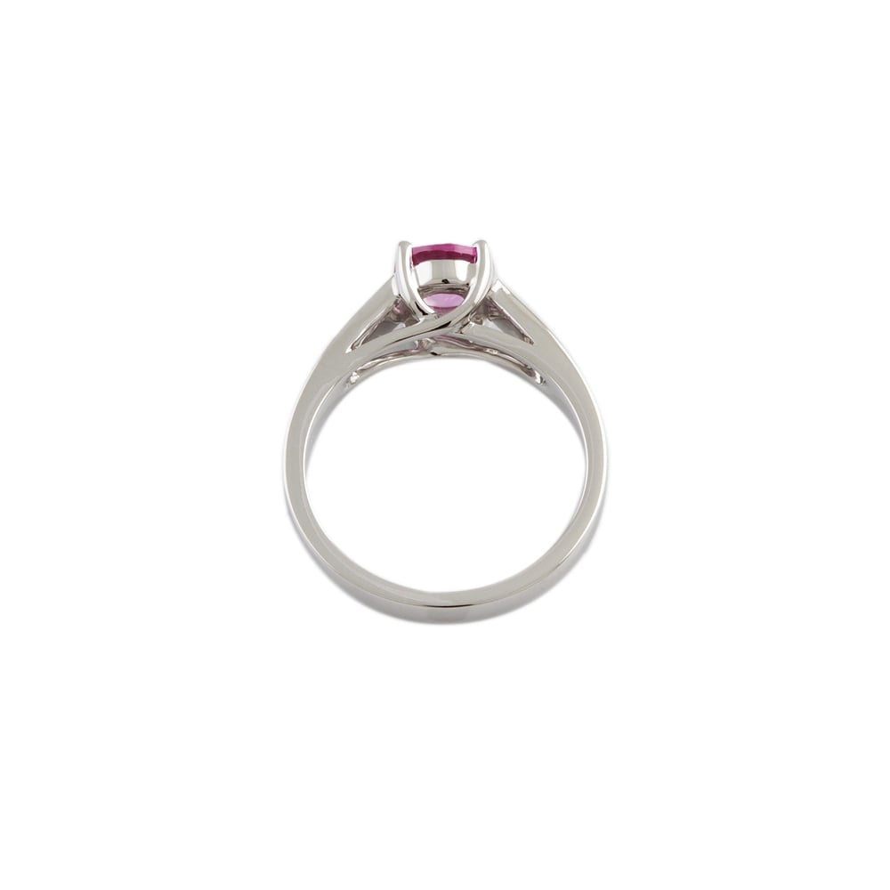 9ct White Gold Pink Sapphire 1.12ct Single Stone Ring